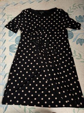 connected apparel Black Midi Dress with Polka Dots